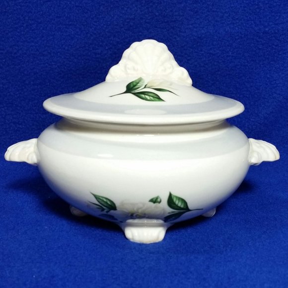 Homer Laughlin Nautilus Grey Gardenia Footed Sugar Bowl and Creamer Set - Picture 4 of 10